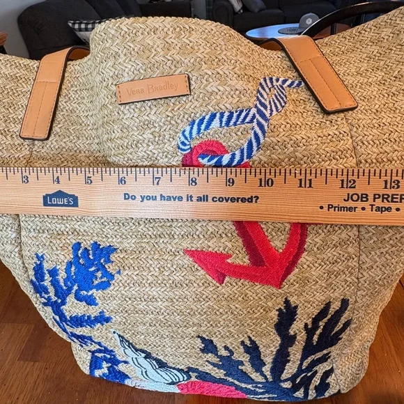 Vera Bradley Beach Bag Tote Faux Straw Nautical Bag Sea Life - Picture 11 of 11